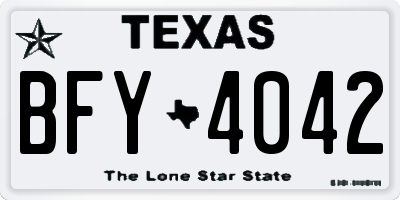 TX license plate BFY4042