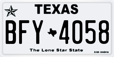 TX license plate BFY4058