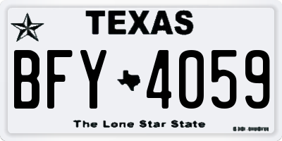 TX license plate BFY4059