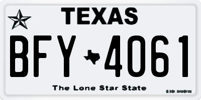 TX license plate BFY4061