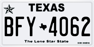 TX license plate BFY4062