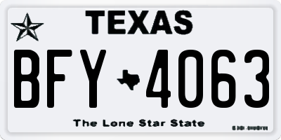 TX license plate BFY4063