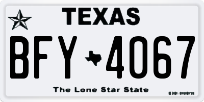 TX license plate BFY4067
