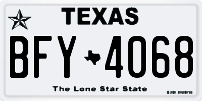 TX license plate BFY4068