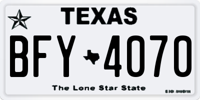 TX license plate BFY4070