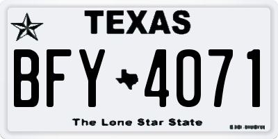 TX license plate BFY4071