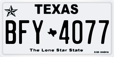 TX license plate BFY4077