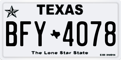 TX license plate BFY4078