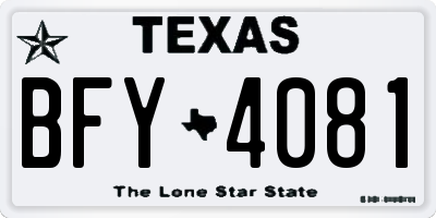 TX license plate BFY4081