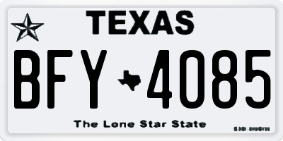 TX license plate BFY4085