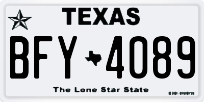 TX license plate BFY4089
