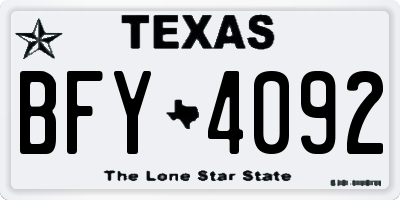 TX license plate BFY4092