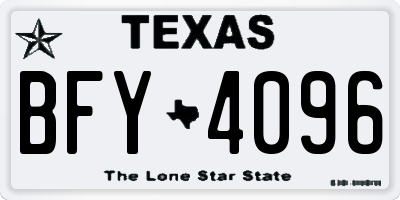 TX license plate BFY4096