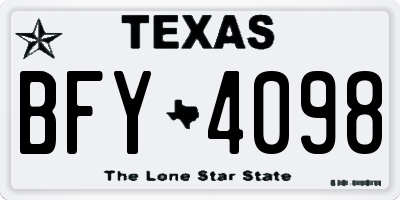 TX license plate BFY4098