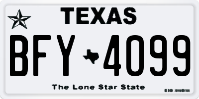 TX license plate BFY4099