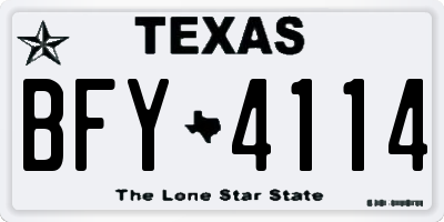 TX license plate BFY4114