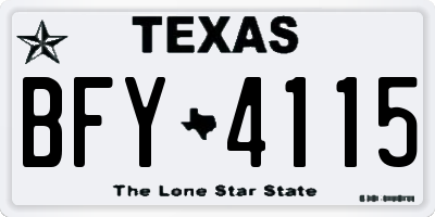TX license plate BFY4115