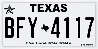 TX license plate BFY4117