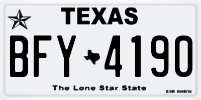TX license plate BFY4190