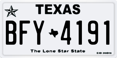 TX license plate BFY4191