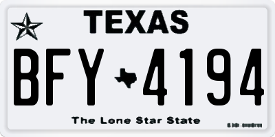TX license plate BFY4194