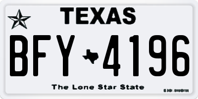 TX license plate BFY4196