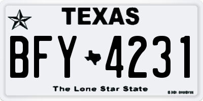 TX license plate BFY4231