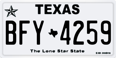 TX license plate BFY4259