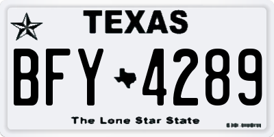 TX license plate BFY4289