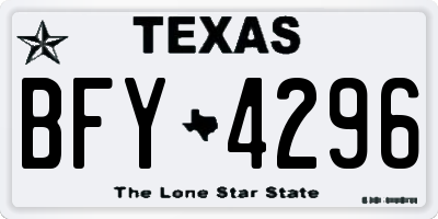 TX license plate BFY4296