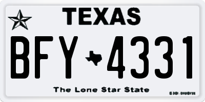 TX license plate BFY4331
