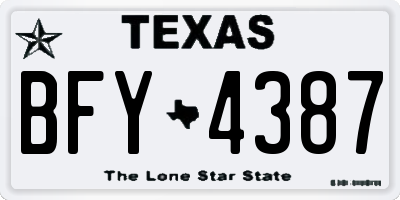 TX license plate BFY4387