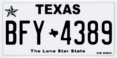 TX license plate BFY4389