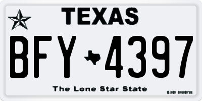 TX license plate BFY4397