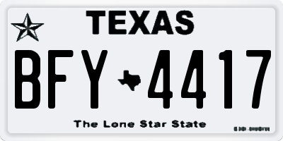 TX license plate BFY4417