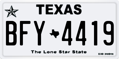 TX license plate BFY4419