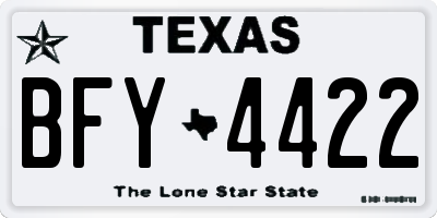TX license plate BFY4422