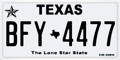 TX license plate BFY4477