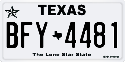 TX license plate BFY4481