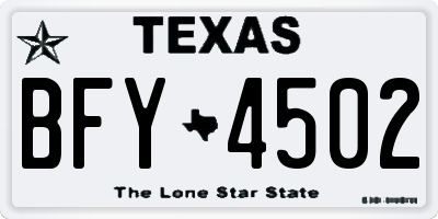 TX license plate BFY4502