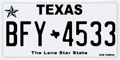 TX license plate BFY4533