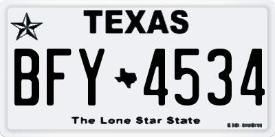 TX license plate BFY4534