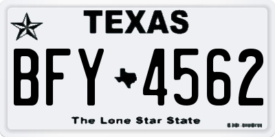 TX license plate BFY4562