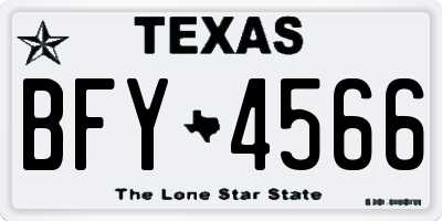 TX license plate BFY4566