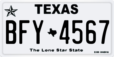 TX license plate BFY4567