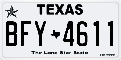 TX license plate BFY4611