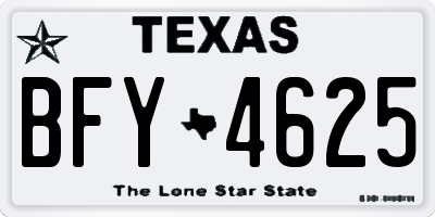 TX license plate BFY4625