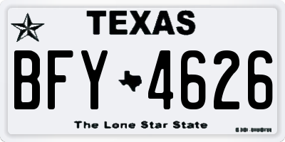 TX license plate BFY4626