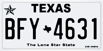 TX license plate BFY4631