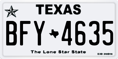 TX license plate BFY4635